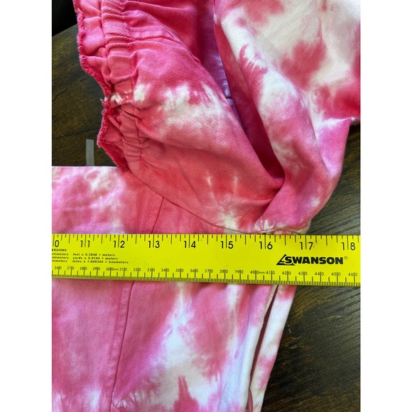 LoveShackFancy Peplum Top 3/4 Sleeve Square Neck Pink Tie Dye Size 6 100% Cotton - Picture 6 of 11